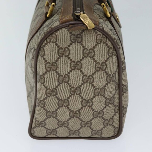 GUCCI GG Supreme Web Sherry Line Hand Bag PVC Beige Red - Picture 3 of 16